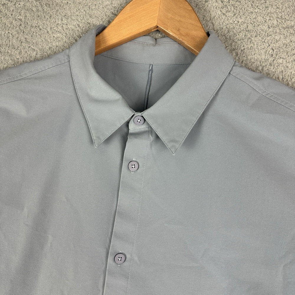 Lululemon New Venture Shirt Men's 2XL Blue Gray Long Sleeve Stretch Wrinkle Free